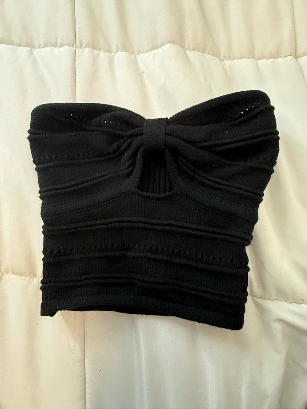 Black Strapless Twist-Front Knit Dress - Dynamite